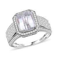Moissanite 5.00 ctw Ring in Rhodium Over Sterling Silver