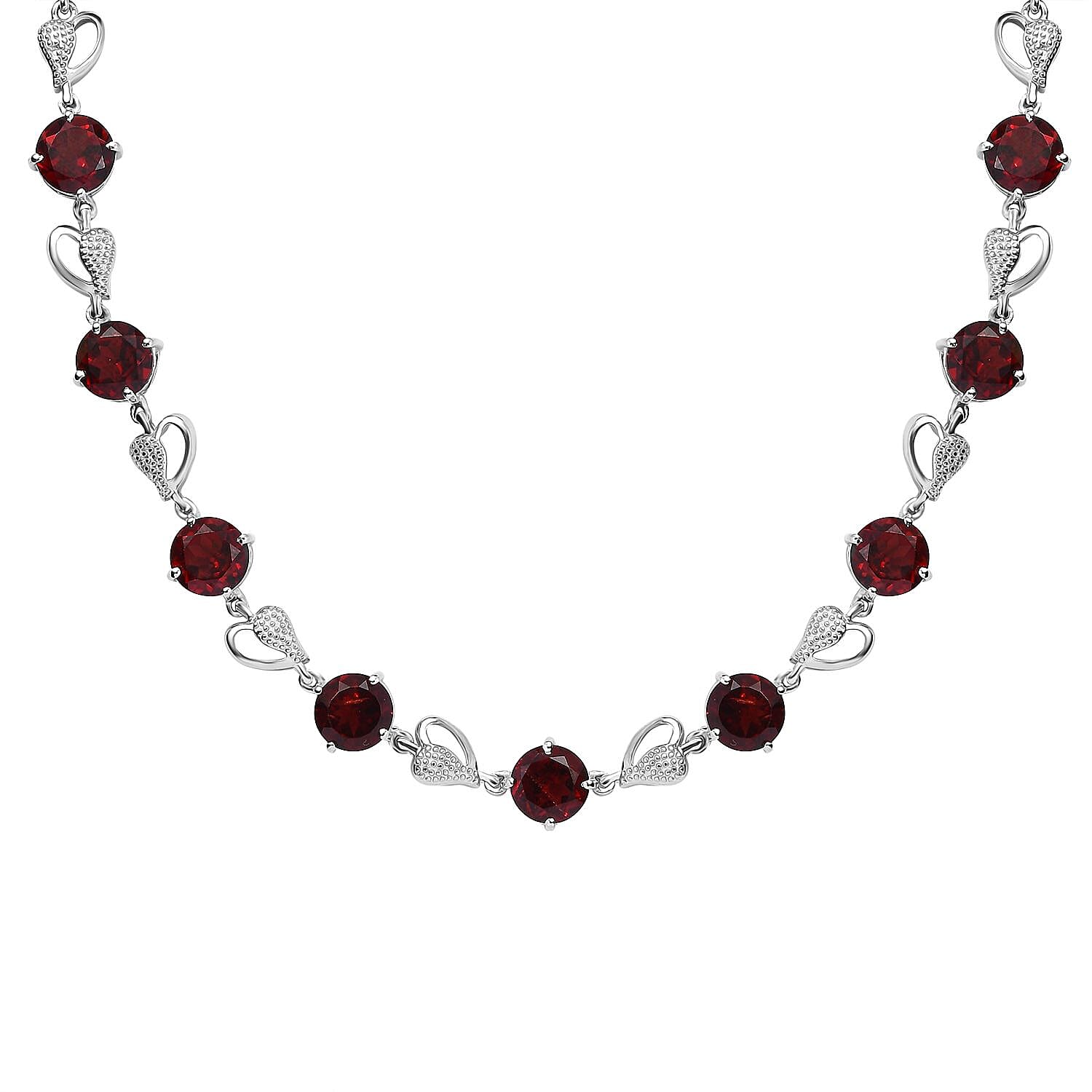 Karis Mozambique Garnet 12.15 ctw Heart Necklace in Platinum Bond and Stainless Steel 18 Inches