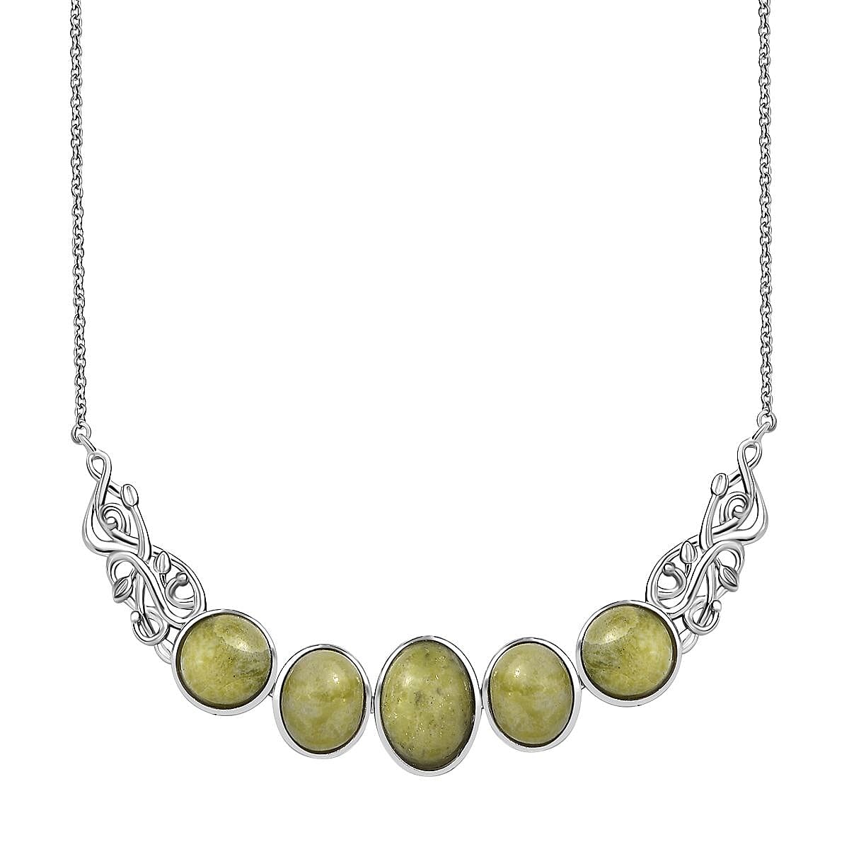 Karis Connemara Marble 22.60 ctw Verdant Grace Necklace in Platinum Bond 18 Inches