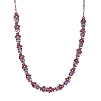 D'Joy AAA Rose De France Amethyst and Orissa Rhodolite Garnet 27.15 ctw Butterfly Necklace in 18K Vermeil Rose Gold Over Sterling Silver 18 Inches