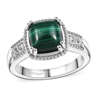 Karis African Malachite, White Zircon Ring (Size 10.0) 3.60 ctw