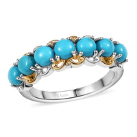 Karis Premium Sleeping Beauty Turquoise 7 Stone Ring in Platinum Bond (Size 9.0) 2.00 ctw