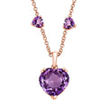 D'Joy AAA Rose De France Amethyst 25.00 ctw Heart Necklace in 18K Vermeil Rose Gold Over Sterling Silver 20 Inches - Sticky add to cart bar
