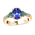 Luxoro 14K Yellow Gold AAA Tanzanite, Boyaca Colombian Emerald and Diamond (I2) Ring (Size 10.0) (4.08 g) 2.00 ctw - Sticky add to cart bar
