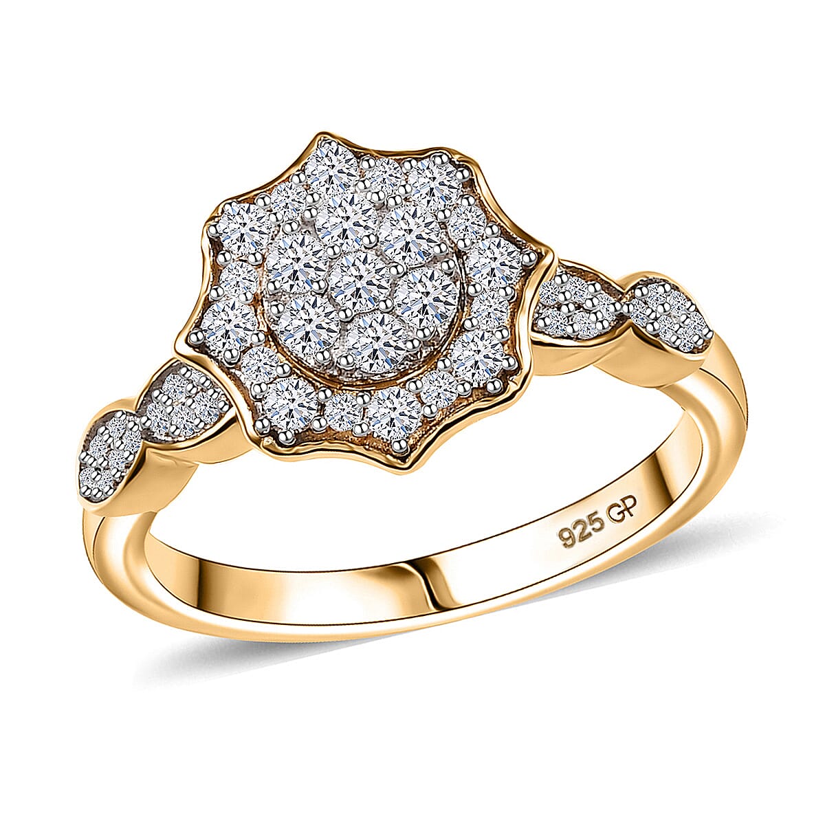 GP Royal Art Deco Collection Luxuriant Lab Grown Diamond G, SI 0.50 ctw Ring in 18K Vermeil Yellow Gold Over Sterling Silver (Size 6.0)