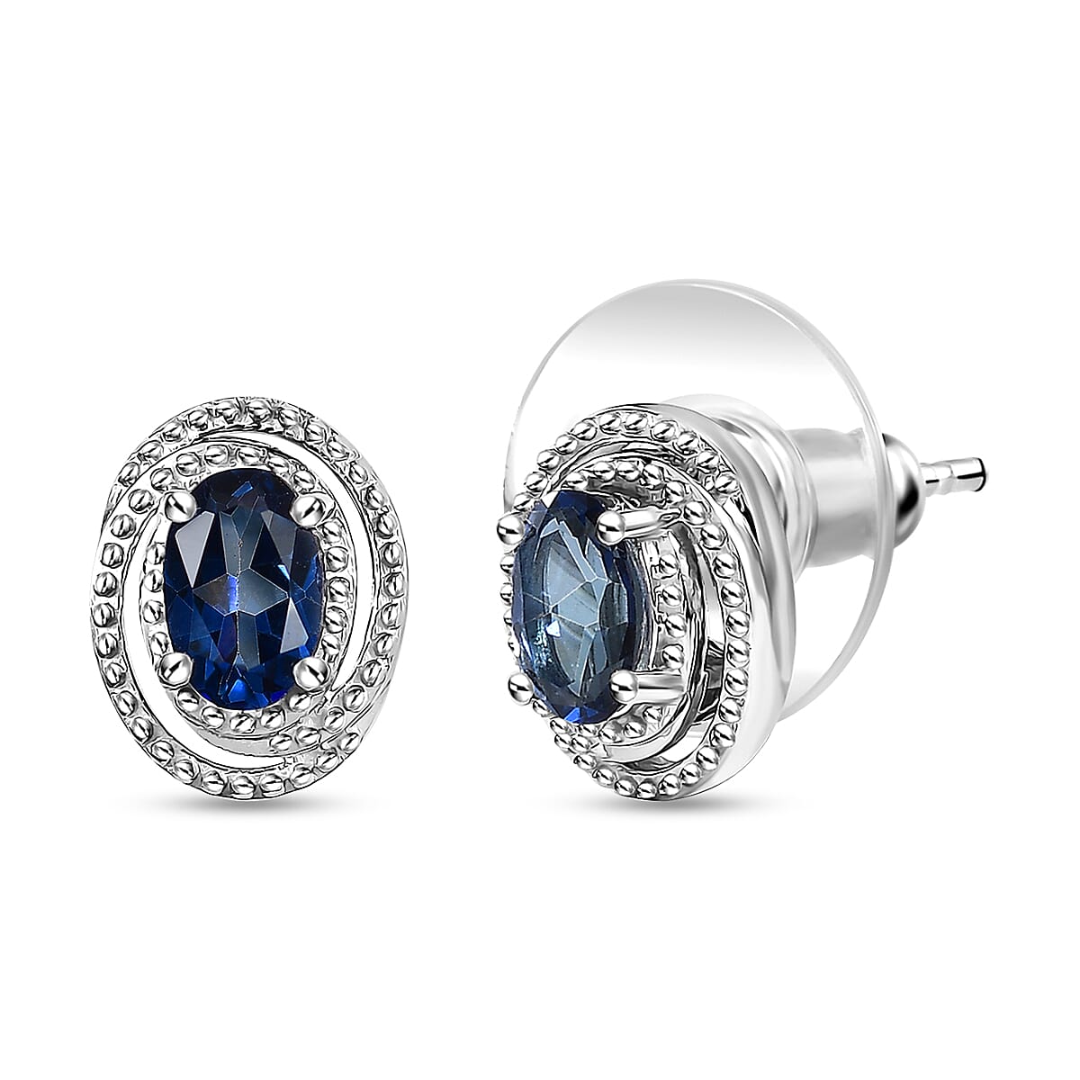 D'Joy Blue Passion Mystic Topaz 1.05 ctw Stud Earrings in Rhodium Over Sterling Silver