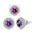 Certified & Appraised Luxuriant 10K White Gold AAA Lab Grown Purple Sapphire and E-F VS Lab Grown Diamond 4.54 ctw Earrings - Sticky add to cart bar