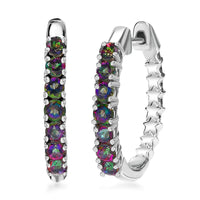 D'Joy Mystic Topaz 1.20 ctw Stars Hoop Earrings in Rhodium Over Sterling Silver