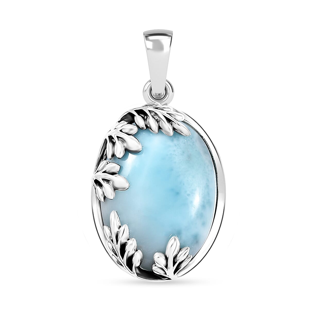 D'Joy Premium Larimar 12.50 ctw Flowing Leaf Pendant without Chain in Sterling Silver