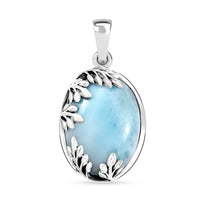 D'Joy Premium Larimar 12.50 ctw Flowing Leaf Pendant without Chain in Sterling Silver