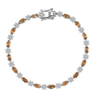 Epic Deal Premium Golden Turkizite, Moissanite Floral Bracelet in Rhodium Over Sterling Silver (7.25 In) 5.50 ctw