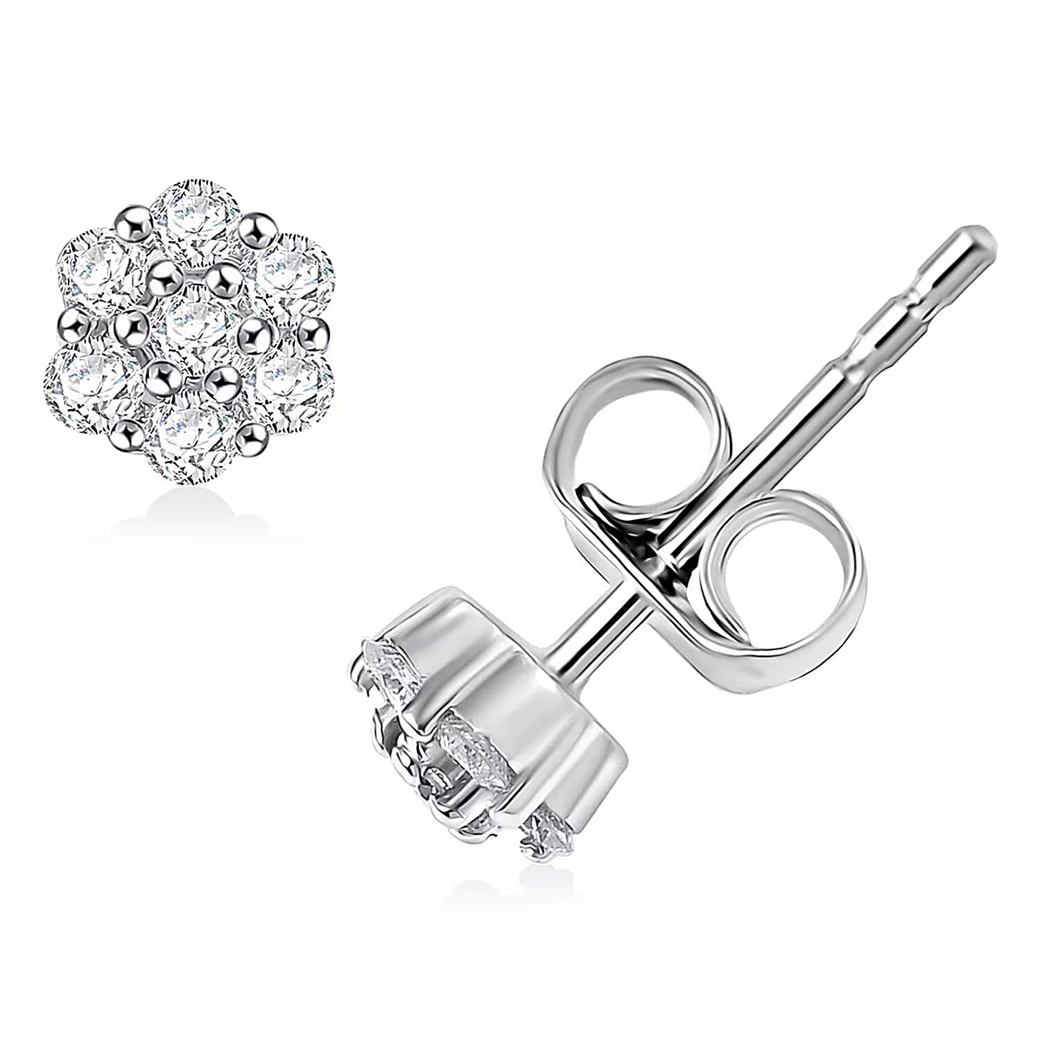 Lab Grown Diamond (SI) 0.25 ctw Stud Earrings in Rhodium Over Sterling Silver