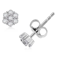 Lab Grown Diamond (SI) 0.25 ctw Stud Earrings in Rhodium Over Sterling Silver