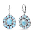Premium Larimar and Orissa Rhodolite Garnet 24.20 cctw Lever Back Earrings in Rhodium Over Sterling Silver - Sticky add to cart bar