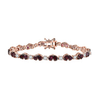 Premium Anthill Garnet and White Zircon 8.90 ctw Bracelet in 18K Vermeil RG Over Sterling Silver (7.25 In)
