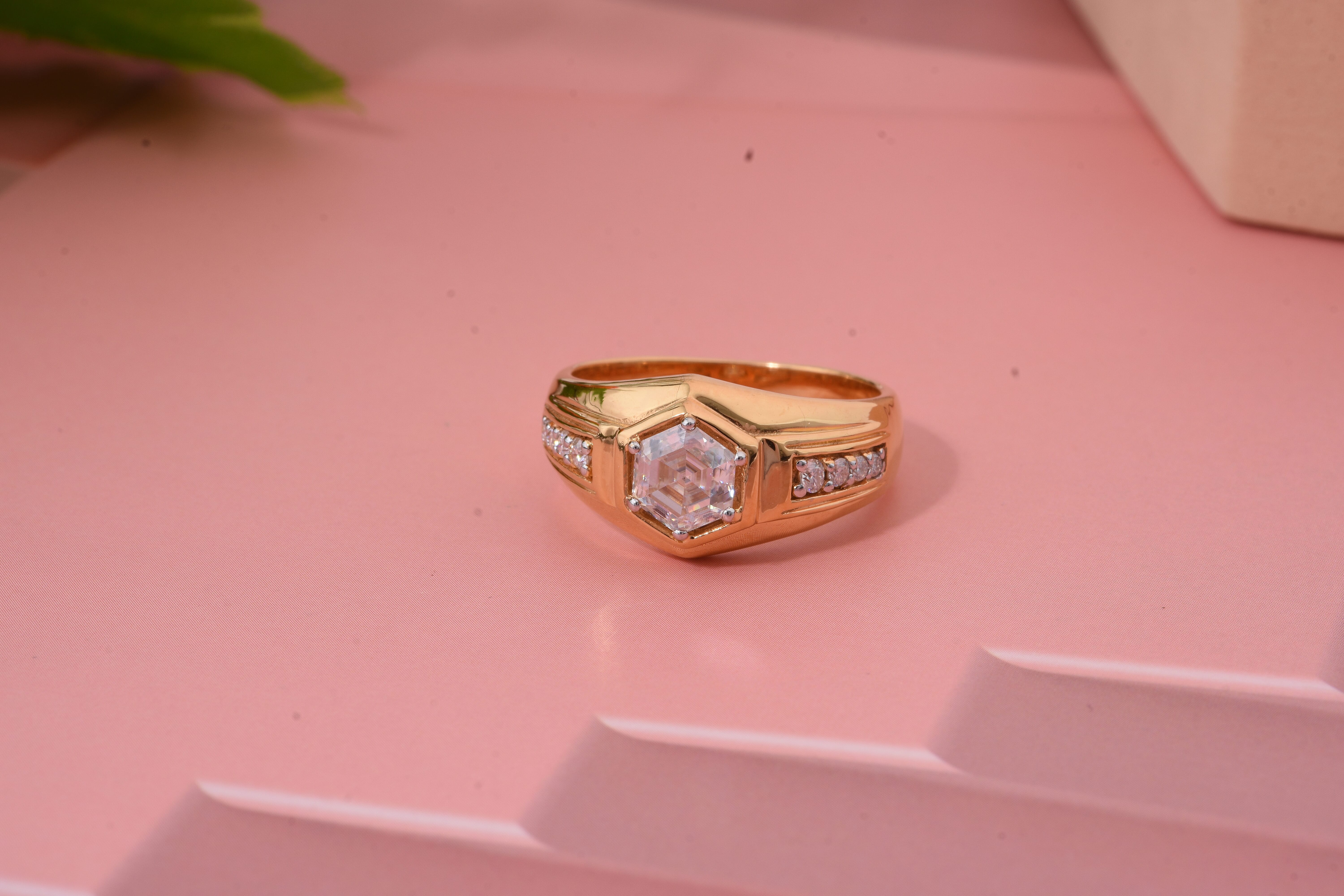 Moissanite (Hexagon 6mm) Mens Ring in Vermeil YG Over Sterling Silver (Size 10.0) 2.65 ctw