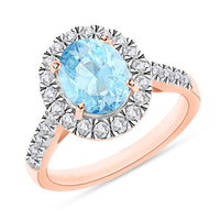 Mangoro Aquamarine and Diamond 2.75 ctw Ring in 18K Vermeil Rose Gold Over Sterling Silver (Size  10.0)