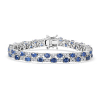 Premium Kashmir Kyanite, White Zircon Bracelet in Rhodium Over Sterling Silver (6.50 In) 11.50 ctw