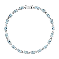 Premium Santa Maria Aquamarine 3.60 ctw Bracelet in Rhodium Over Sterling Silver (6.50 In)