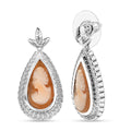D'Joy Natural Italian Conch Cameo 5.50 ctw Eternal Grace Earrings in Rhodium Over Sterling Silver - Sticky add to cart bar