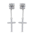 Moissanite 1.85 ctw Cross Earrings in Rhodium Over Sterling Silver - Sticky add to cart bar