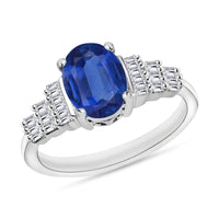 Luxoro Premium Kanchanaburi Blue Sapphire and G-H SI Diamond 1.53 ctw Ring in 14K White Gold