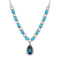 D'Joy Premium London Blue Topaz and Multi Gemstone 16.80 ctw Ocean Empress Necklace in Rhodium Over Sterling Silver 18 Inches - Sticky add to cart bar