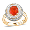 D'Joy Crimson Fire Opal and Diamond 1.50 ctw Solar Flare Ring in 18K Vermeil Yellow Gold Over Sterling Silver (Size 10.0) - Sticky add to cart bar