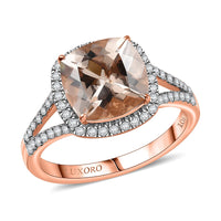 Certified & Appraised Luxoro 10K Rose Gold AAA Marropino Morganite, Diamond (G-H, I2) (0.45 cts) Ring (Size 10.0) (Del. in 10-15 Days) 3.91 ctw