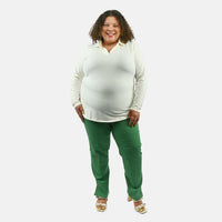 Isaac Mizrahi Natural Leopard Split-Neck Collared Top - 1X