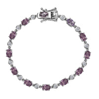 Premium Tanzanian Lavender Spinel, Luxuriant Lab Grown Diamond (G-H, SI) (0.58 cts) Bracelet in Rhodium Over Sterling Silver (6.50 In) 7.80 ctw