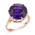 Luxoro AAA Lusaka Amethyst and G-H I2 Diamond 9.70 ctw Ring in 10K Rose Gold (Size 6.0) - Sticky add to cart bar