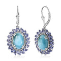 Larimar and Tanzanite 10.80 ctw Earrings in Rhodium Over Sterling Silver - Sticky add to cart bar
