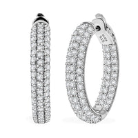 Karis Lab Created White Sapphire 5.00 ctw Hoop Earrings in Platinum Bond