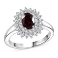 Premium Anthill Garnet and Moissanite 1.40 ctw Ring in Rhodium Over Sterling Silver - Sticky add to cart bar