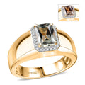 AAA Turkizite and Moissanite 2.00 ctw Mens Ring in 18K Vermeil Yellow Gold Over Sterling Silver (Size 10.0)