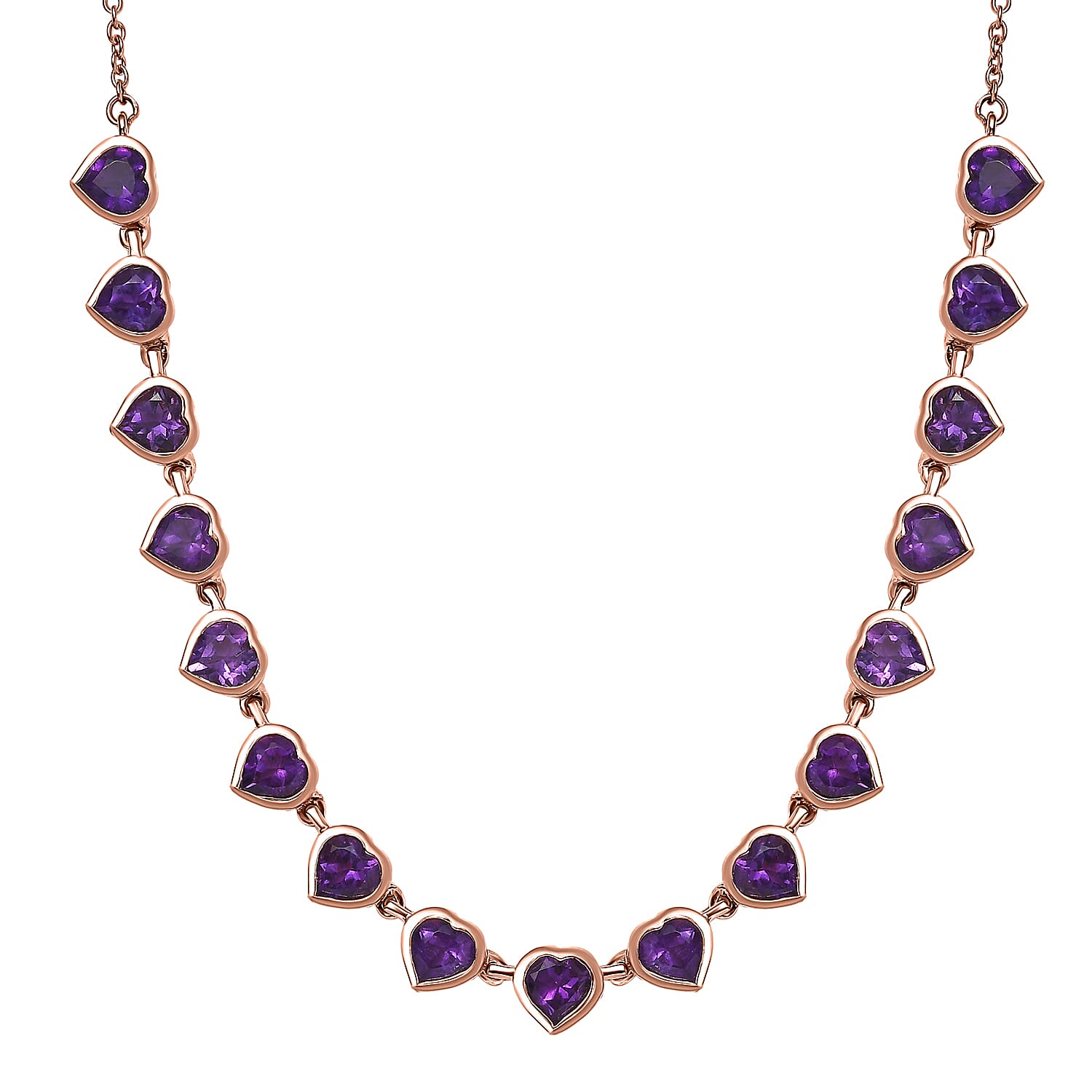 Karis African Amethyst 6.90 ctw Heart Necklace 18 Inches in 18K RG Plated