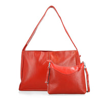 Black Croco Embossed Genuine Leather Tote Bag with Crossbody Bag