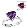 Certified & Appraised AAA Luxuriant Lab Grown Purple Sapphire 3.90 ctw Solitaire Ring in 10K White Gold (Size 10.0) - Sticky add to cart bar