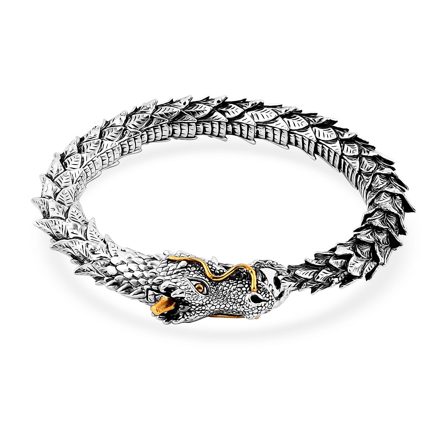 Bali Legacy 22K Vermeil YG Over and Sterling Silver Dragon Men's Bracelet (7.50 In) (47.19 g)