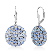 D'Joy Moon Glow Moonstone 7.90 ctw Victorian Moonlight Earrings Black Oxidized Sterling Silver
