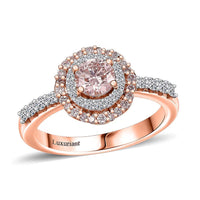 Luxuriant Lab Grown Pink Diamond (VS), Lab Grown Diamond Ring in 18K Vermeil RG Over Sterling Silver (Size 10.0) 1.00 ctw