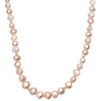 Peach Freshwater Pearl Potato Shape Necklace in 18K Vermeil Yellow Gold Over Sterling Silver 18 Inches