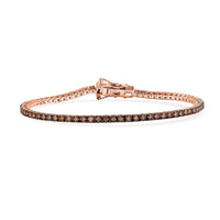D'Joy Natural Champagne Diamond 2.00 ctw Tennis Bracelet in 18K Vermeil Rose Gold Over Sterling Silver (7.25 In)