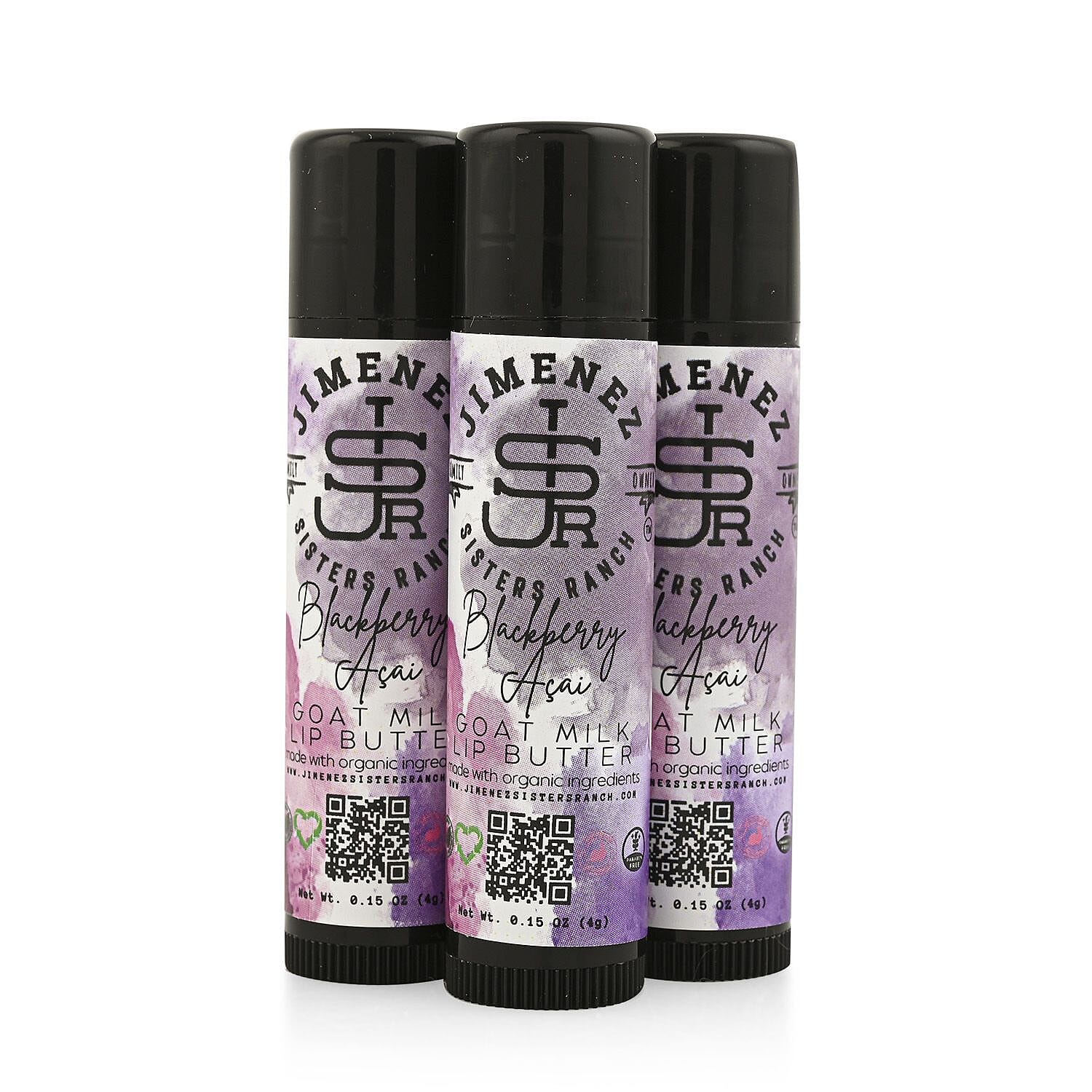 Jimenez Sisters Ranch Blackberry Acai Goat Milk Lip Butter - 3 Pack