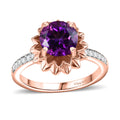 D'Joy Moroccan Amethyst and White Zircon 2.10 ctw Ring in 18K Vermeil Rose Gold Over Sterling Silver (Size 10.0) - Sticky add to cart bar