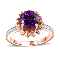 D'Joy Moroccan Amethyst and White Zircon 2.10 ctw Ring in 18K Vermeil Rose Gold Over Sterling Silver (Size 10.0)
