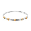 Karis Simulated Diamond Bangle Bracelet in 18K YG Plated and Platinum Bond (7.50 In) 2.80 ctw - Sticky add to cart bar