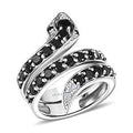 Karis Thai Black Spinel and White Zircon 2.90 ctw Snake Ring in Platinum Bond (Size 10.0) - Sticky add to cart bar