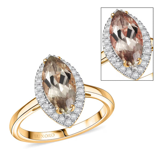 Certified & Appraised Luxoro AAA Turkizite and G-H I2 Diamond 2.40 ctw Ring in 14K Yellow Gold
